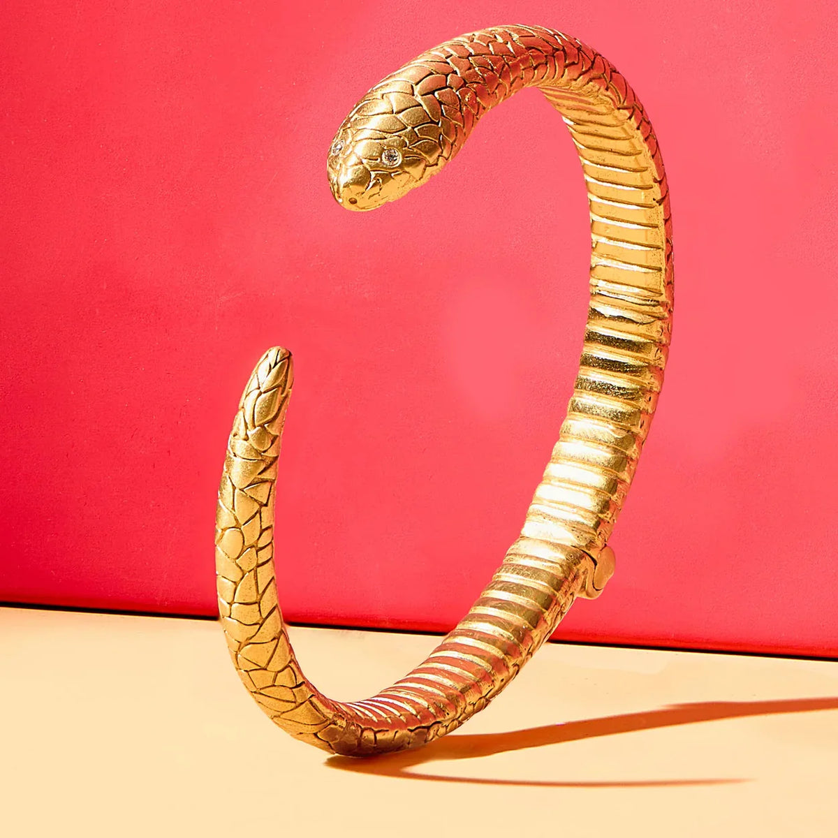 Snake Cuff-Gold/Cubic Zirconia
