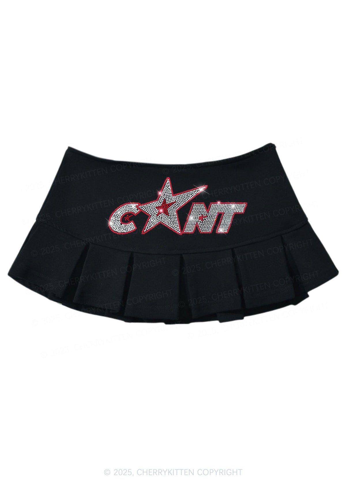 Rhinestone Star Cxxt Y2K Mini Pleated Skirts Cherrykitten