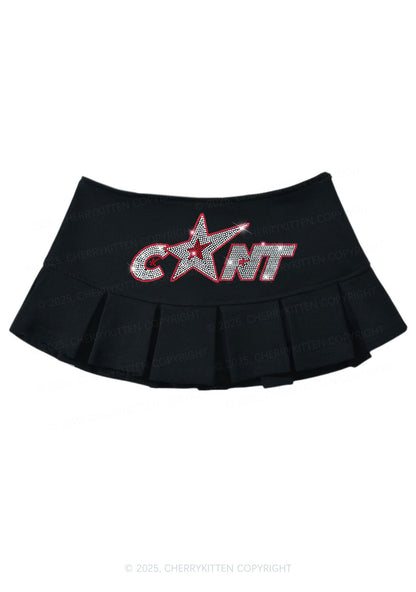 Rhinestone Star Cxxt Y2K Mini Pleated Skirts Cherrykitten