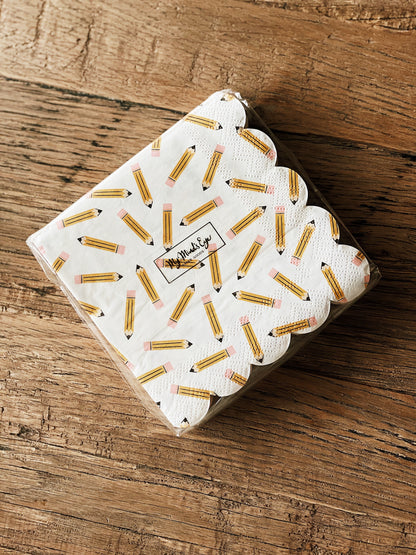 Pencil Pattern Scallop Cocktail Napkin