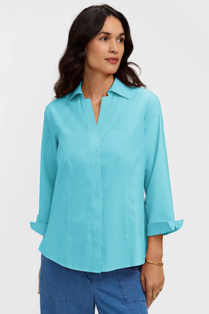 Taylor 3/4 Sleeve Shirt-Capri Blue