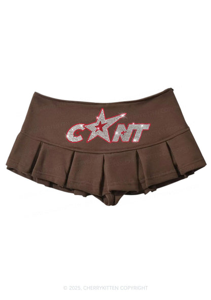 Rhinestone Star Cxxt Y2K Mini Pleated Skirts Cherrykitten