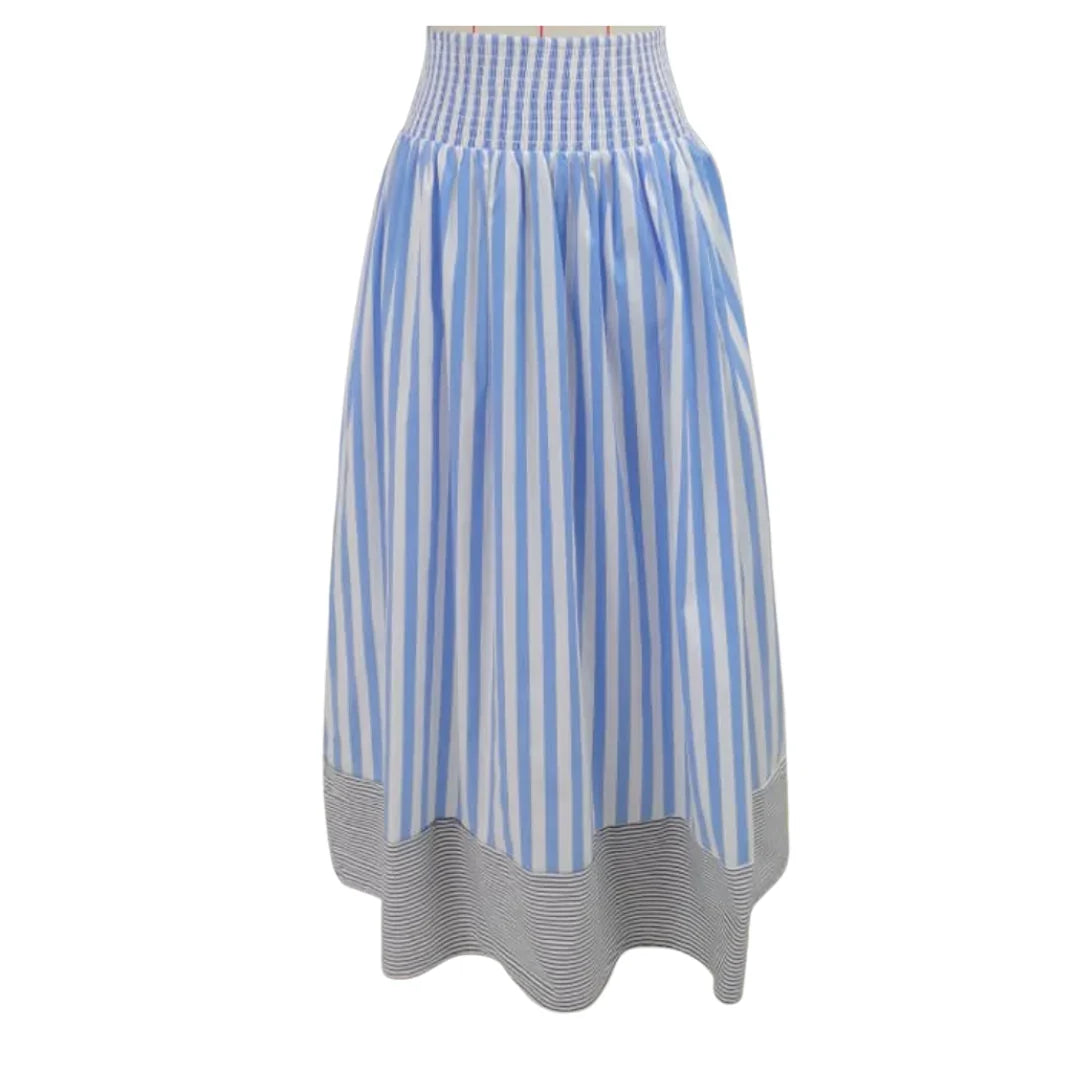 Sutton Skirt-Blue/Black Stripe