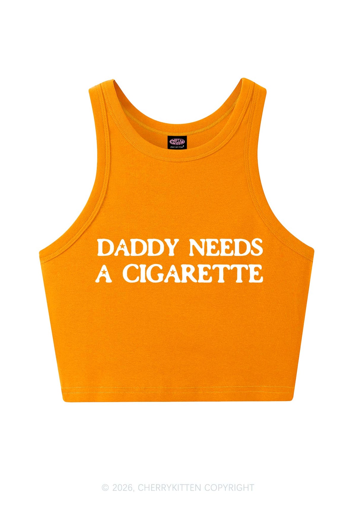 Daddy Needs A Cigarette Y2K Crop Tank Top Cherrykitten