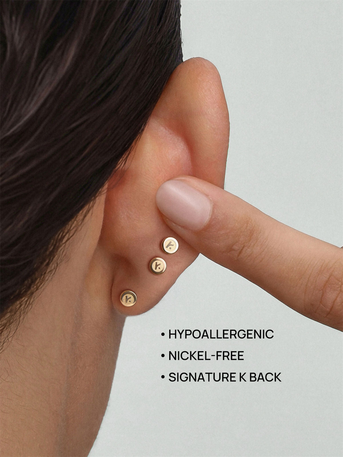 KOSINER 14K Solid Gold Minimalist 2MM Flat Back Stud