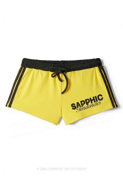 Sapphic Tendencies Pride Y2K Drawstring Mini Shorts Cherrykitten