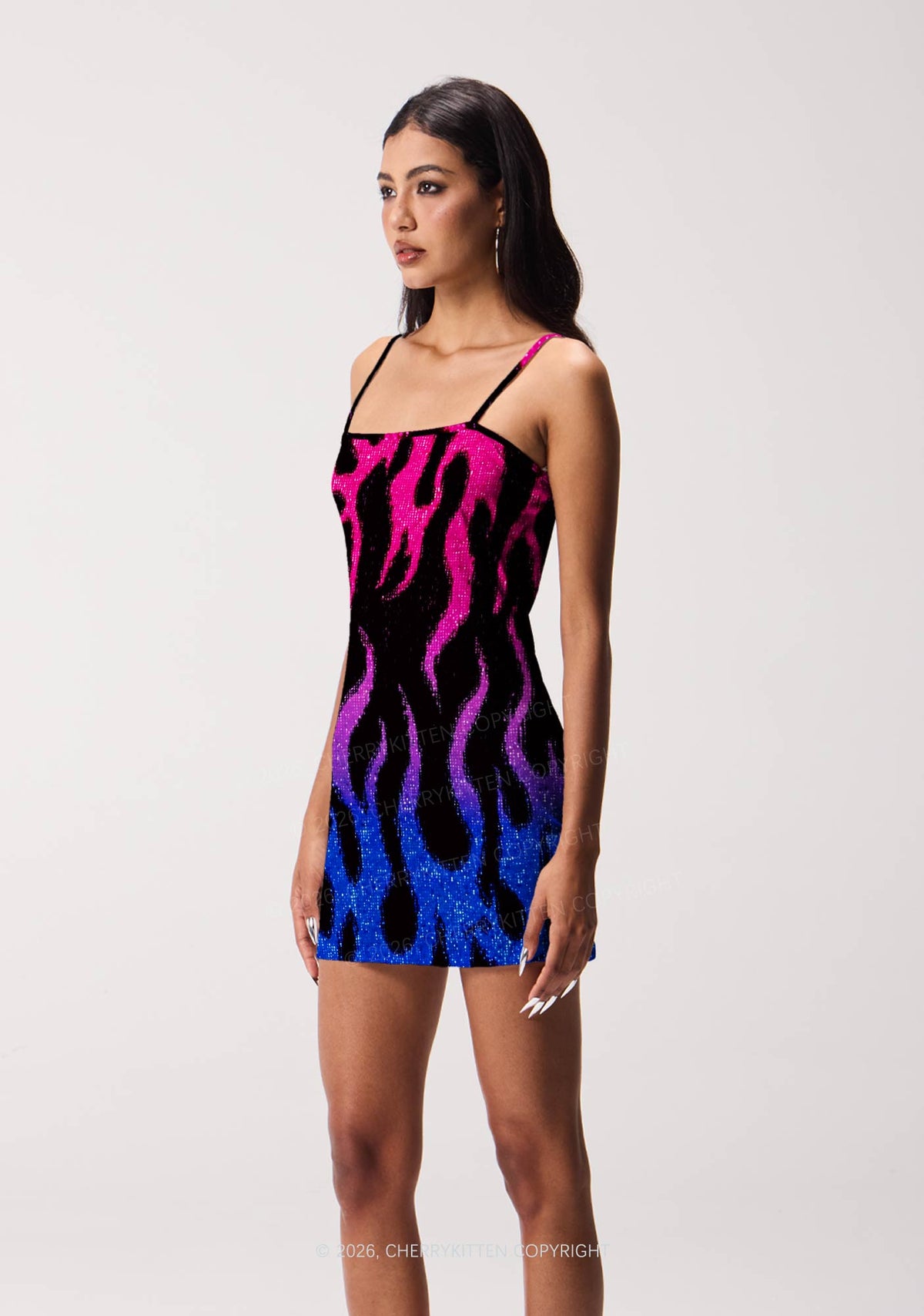 Bisexual Flame Pride Y2K Print Slip Dress Cherrykitten