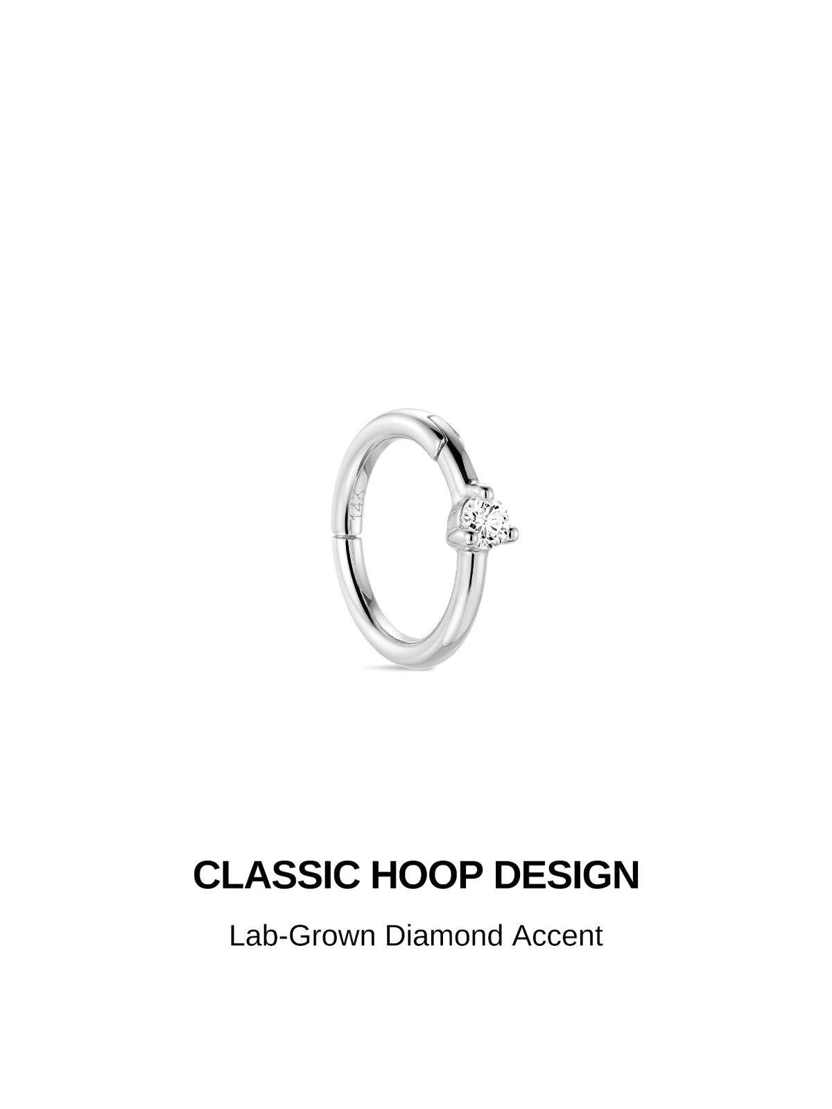 KOSINER 14K Solid Gold Classic Lab-Grown Diamond Hoop