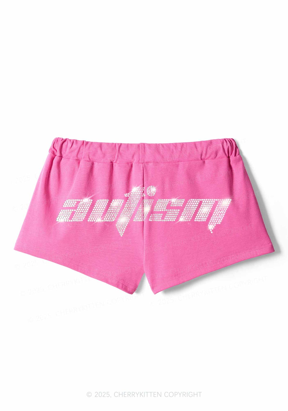 Rhinestone Autism Y2K Drawstring Mini Shorts Cherrykitten