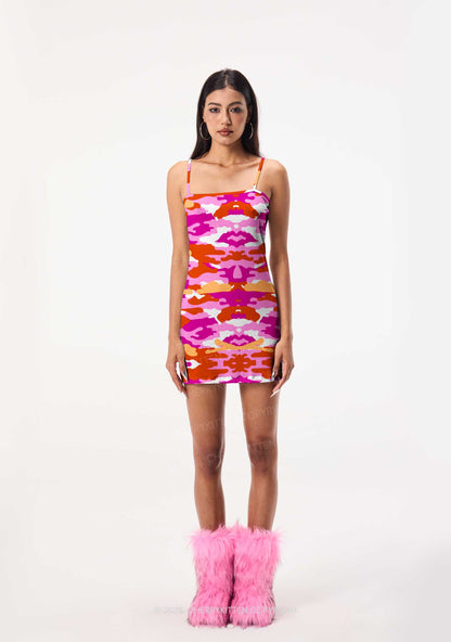 Lesbian Camouflage Pride Y2K Print Slip Dress Cherrykitten