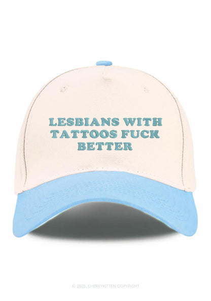 Embroidered Lesbians With Tattoos Pride Y2K Color Block Baseball Cap Cherrykitten