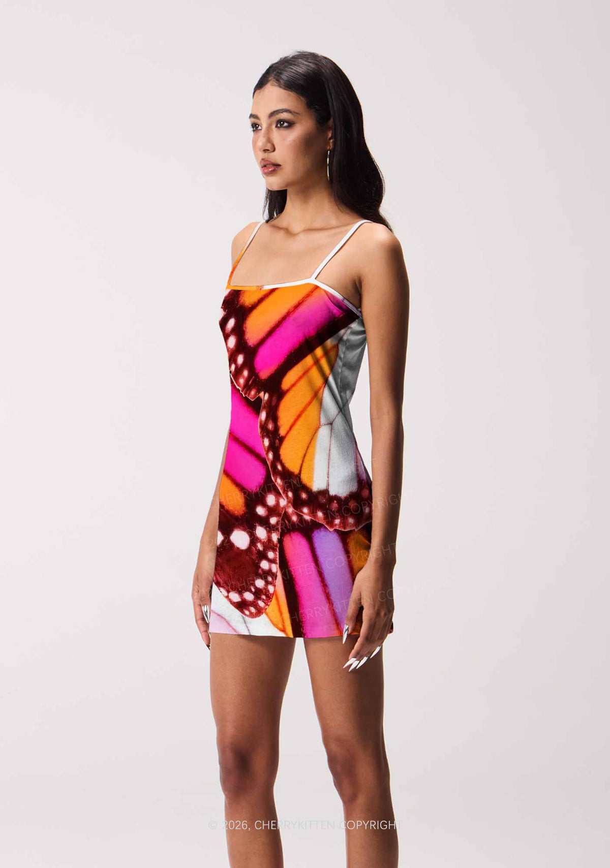 Lesbian Butterfly Wing Pride Y2K Print Slip Dress Cherrykitten