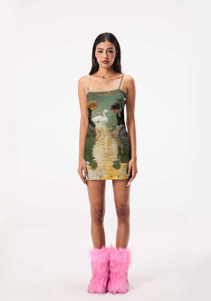 Swan Lake Girls Pride Y2K Print Slip Dress Cherrykitten