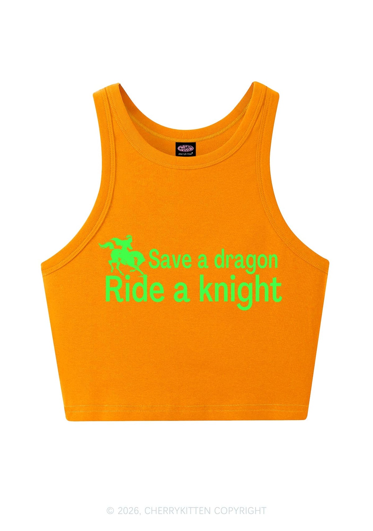 Save Dragon Ride Knight Y2K Crop Tank Top Cherrykitten