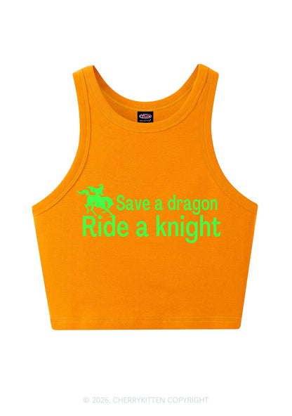 Save Dragon Ride Knight Y2K Crop Tank Top Cherrykitten