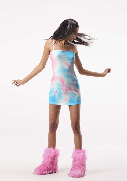 Trans Thermal Pride Y2K Print Slip Dress Cherrykitten