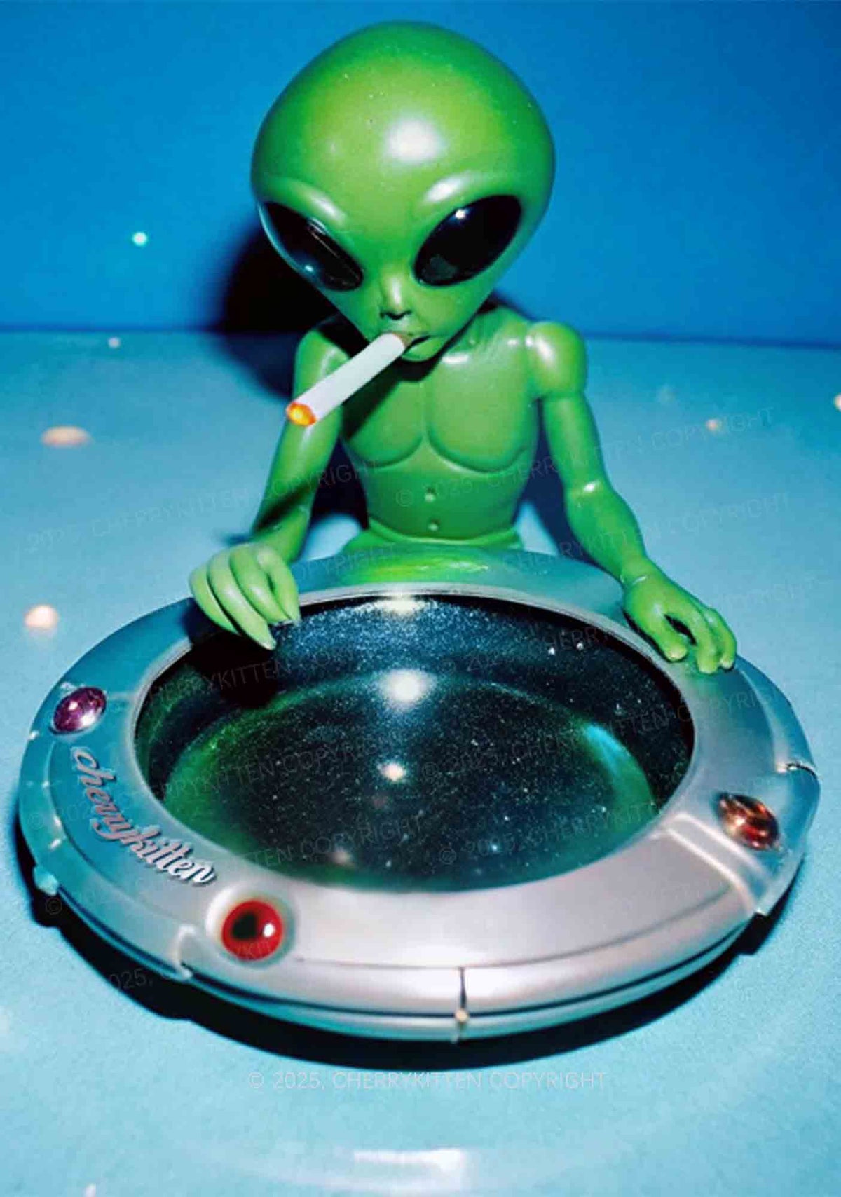 Halloween Alien UFO Ashtray Y2K Print Slip Dress Cherrykitten