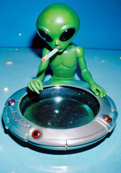 Halloween Alien UFO Ashtray Y2K Print Slip Dress Cherrykitten