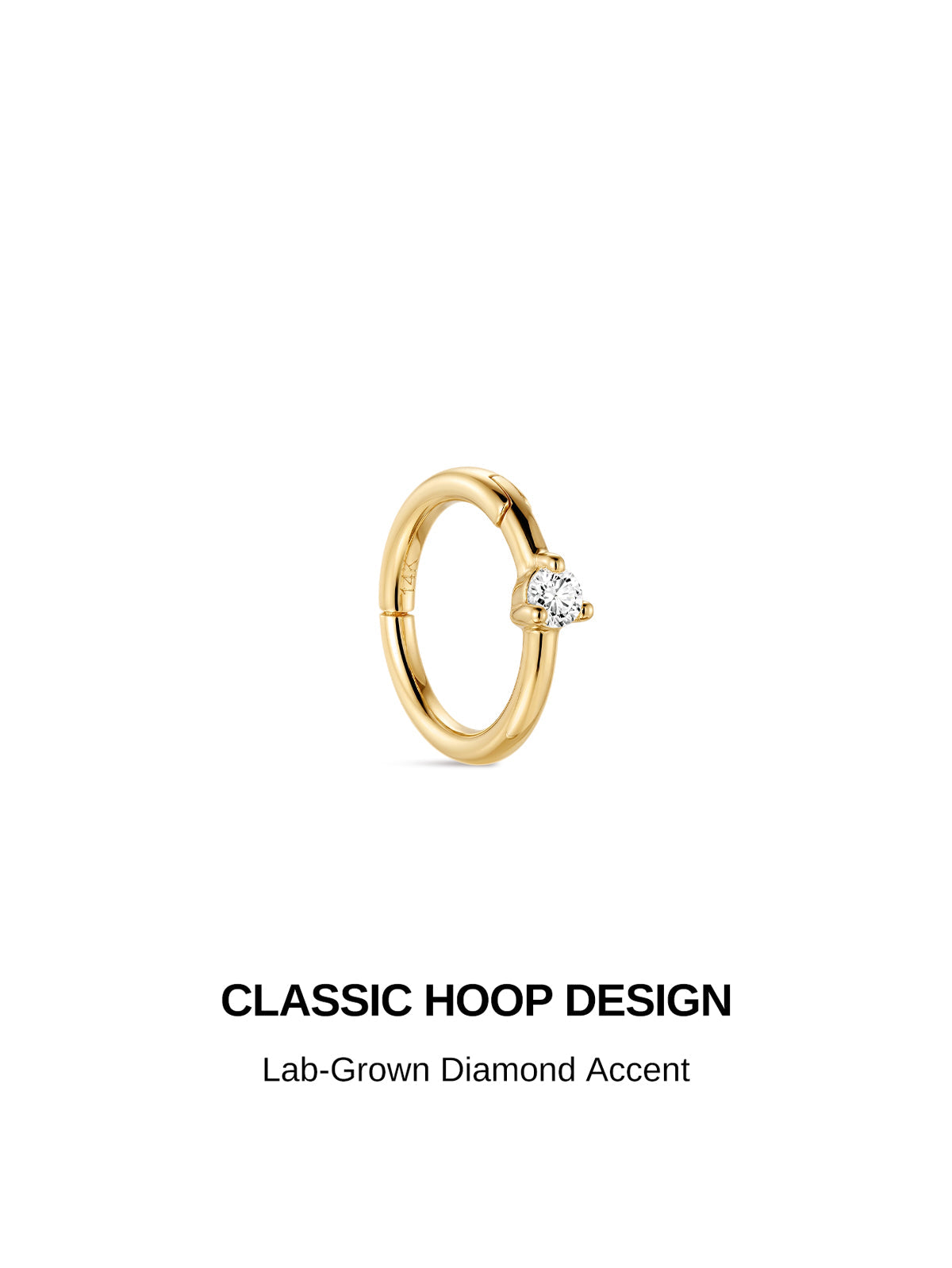 KOSINER 14K Solid Gold Classic Lab-Grown Diamond Hoop