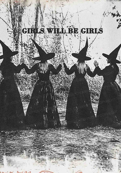 Halloween Girls Will Be Girls Y2K Print Slip Dress Cherrykitten