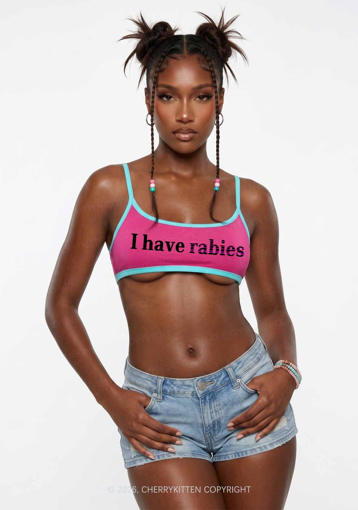 I Have Rabies Y2K Super Crop Cami Cherrykitten