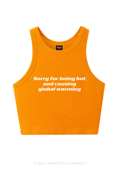 Sorry For Causing Global Warming Y2K Crop Tank Top Cherrykitten