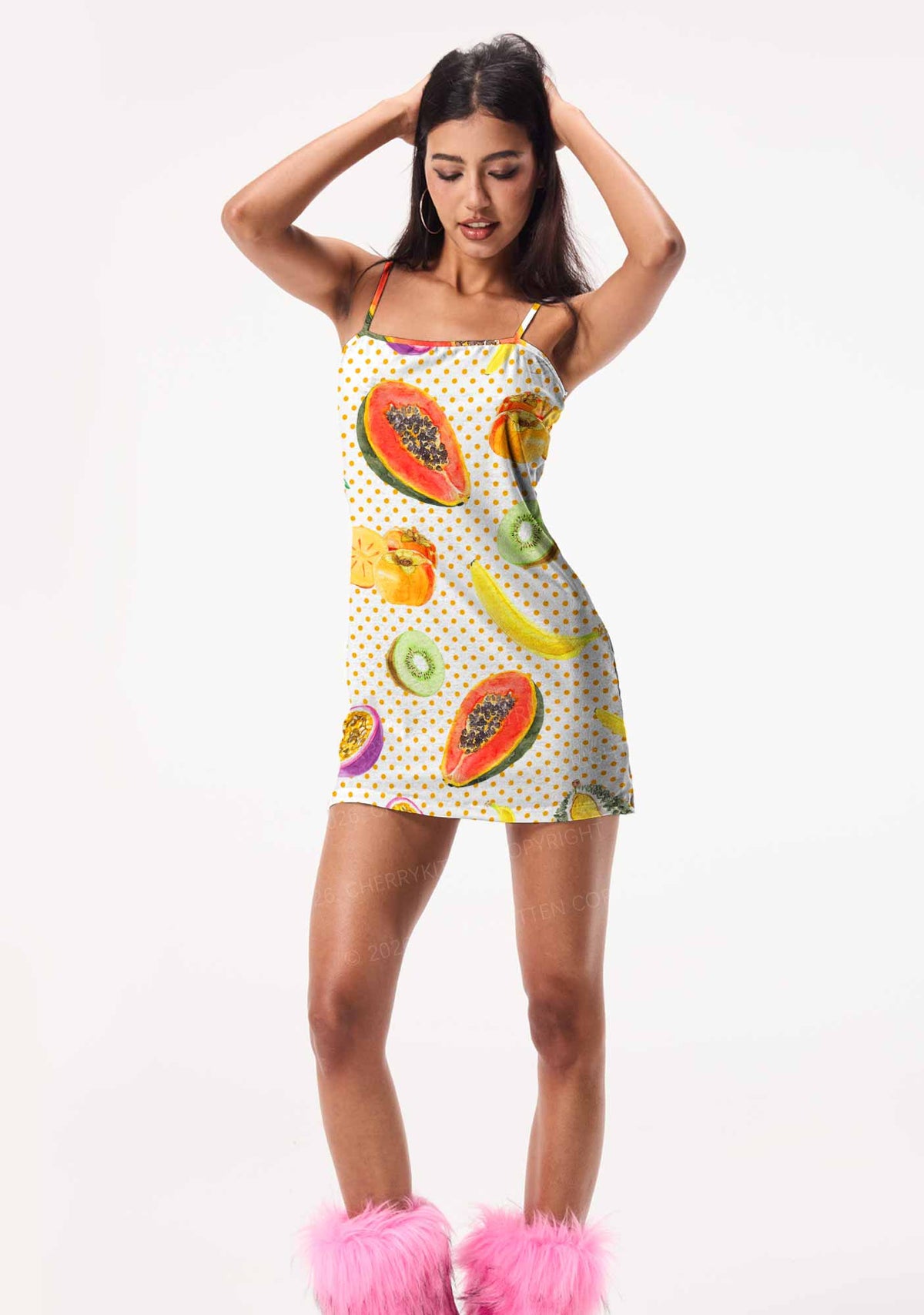 Fruity Dots Pride Y2K Print Slip Dress Cherrykitten