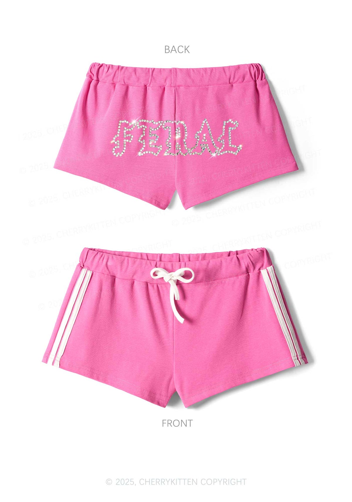 Rhinestone Feral Y2K Drawstring Mini Shorts Cherrykitten