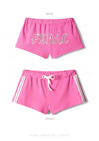 Rhinestone Feral Y2K Drawstring Mini Shorts Cherrykitten