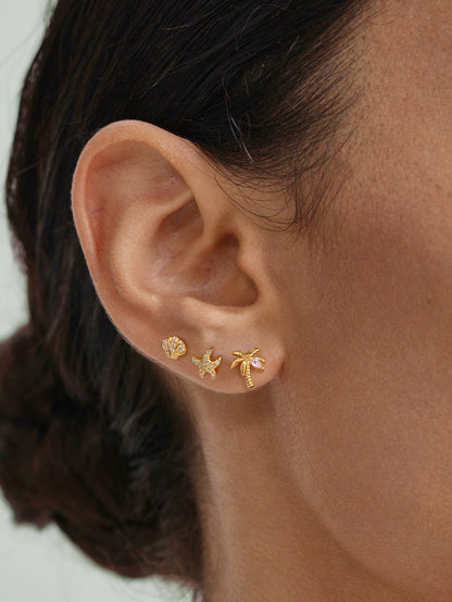KOSINER Seaspritz 925 Sterling Silver Cute Seastar Flat Back Stud
