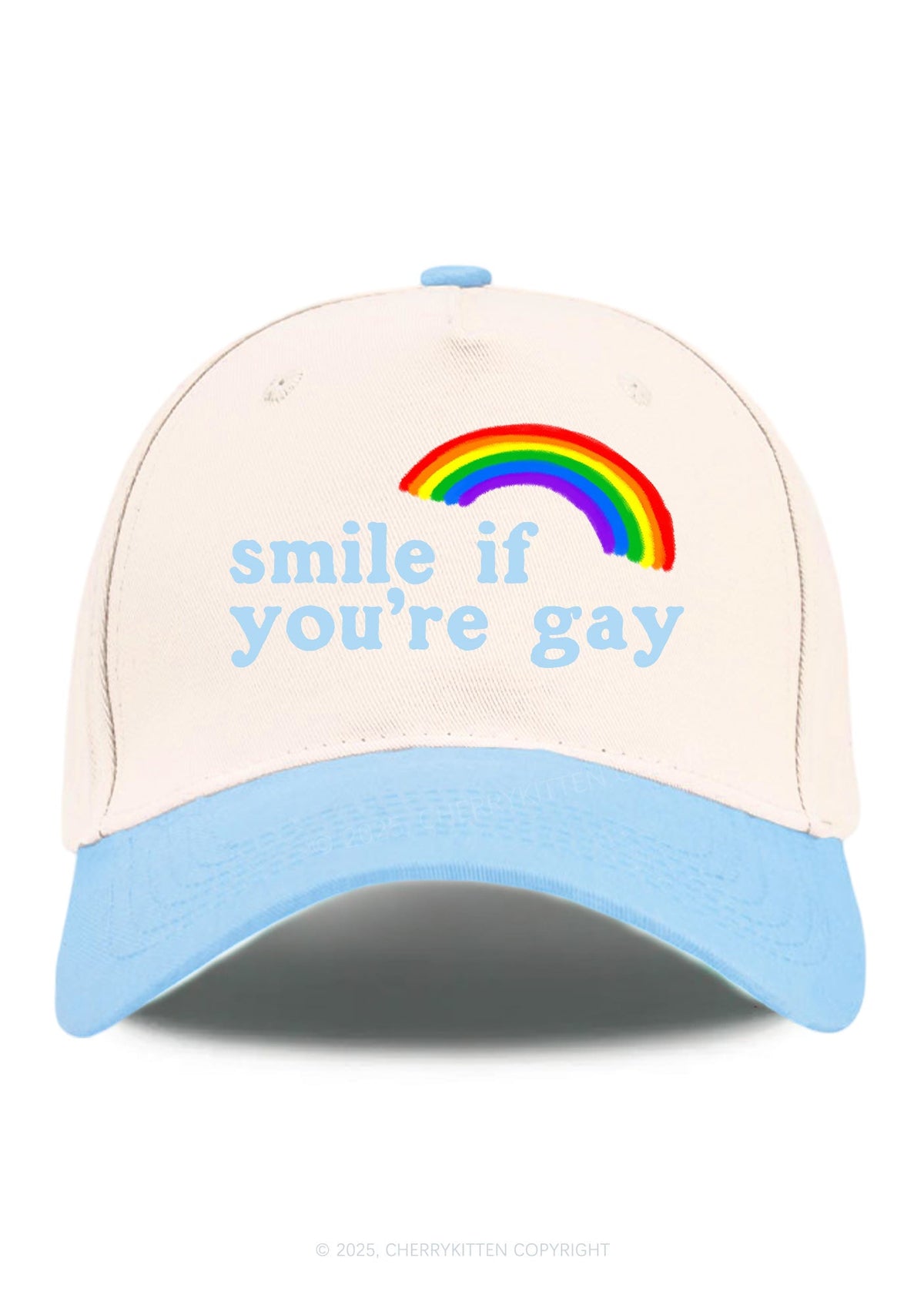 Rainbow Smile If You're Gay Pride Y2K Color Block Baseball Cap Cherrykitten