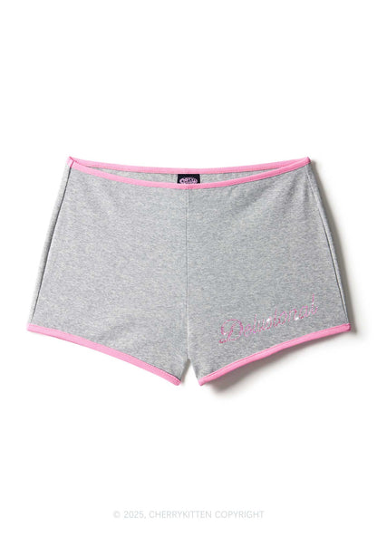 Rhinestone Pink Delusional Y2K Booty Shorts Cherrykitten