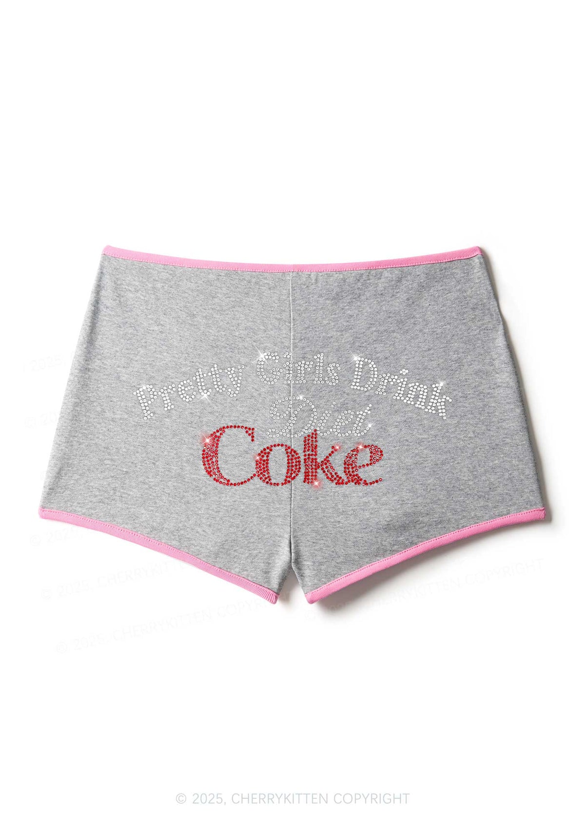 Rhinestone Pretty Girls Drink Diet Cola Y2K Booty Shorts Cherrykitten