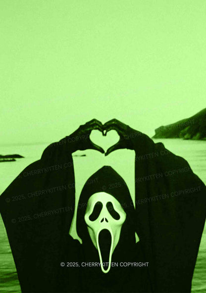 Halloween Seaside Ghost Heart Y2K Print Slip Dress Cherrykitten