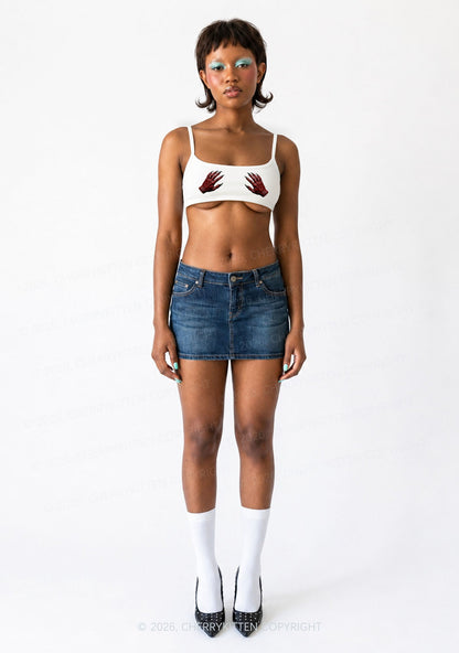 Halloween Satan Hands Y2K Super Crop Cami Cherrykitten