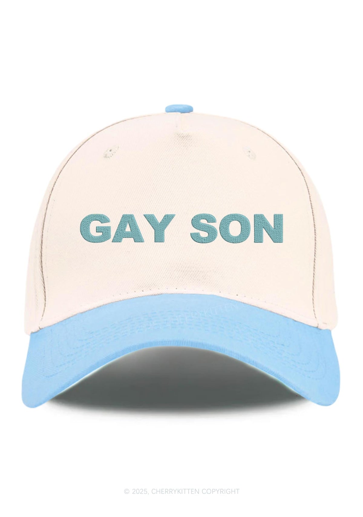 Embroidered Gay Son Pride Y2K Color Block Baseball Cap Cherrykitten