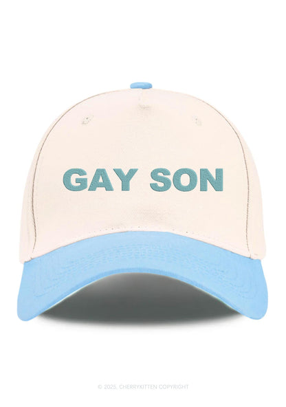 Embroidered Gay Son Pride Y2K Color Block Baseball Cap Cherrykitten
