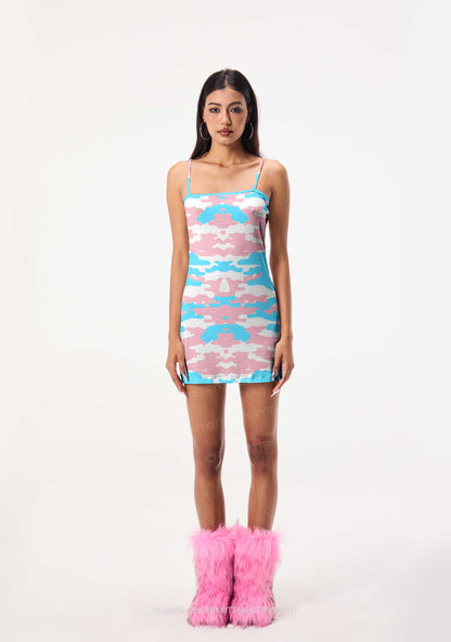 Trans Camouflage Pride Y2K Print Slip Dress Cherrykitten