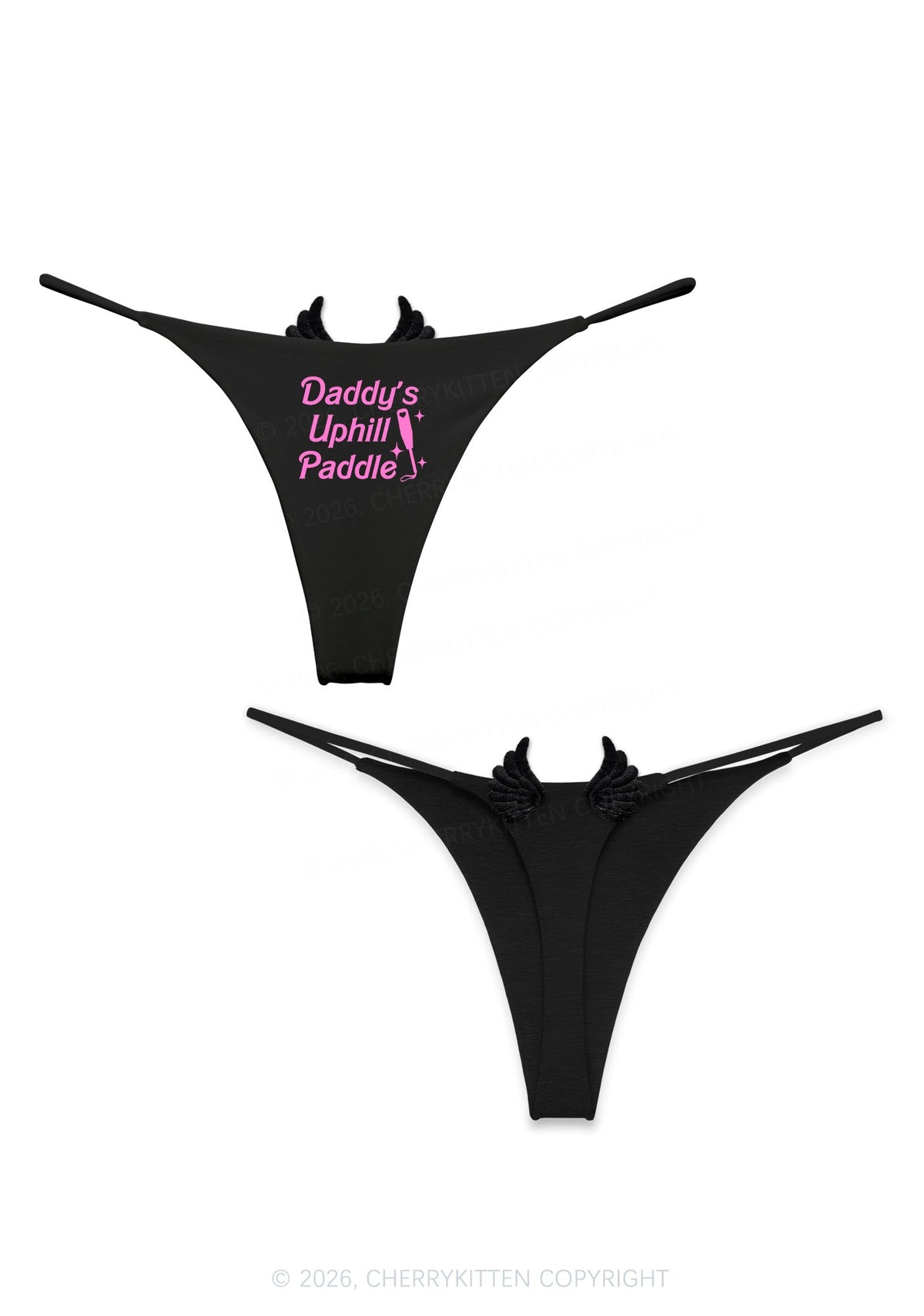 Daddys Uphill Paddle Y2K Goth Angel Wings Bikini String Thong Cherrykitten