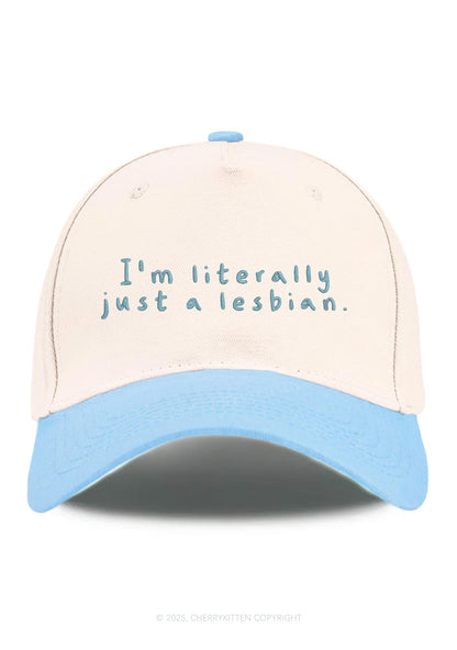 Embroidered Just A Lesbian Pride Y2K Color Block Baseball Cap Cherrykitten