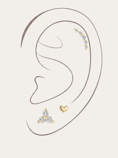 KOSINER 14K Solid Gold Minimalist Versatile Stud Set