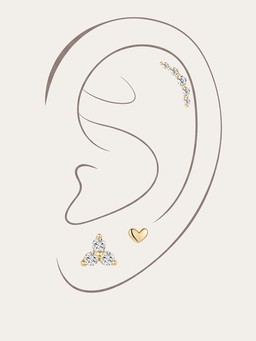 KOSINER 14K Solid Gold Minimalist Versatile Stud Set