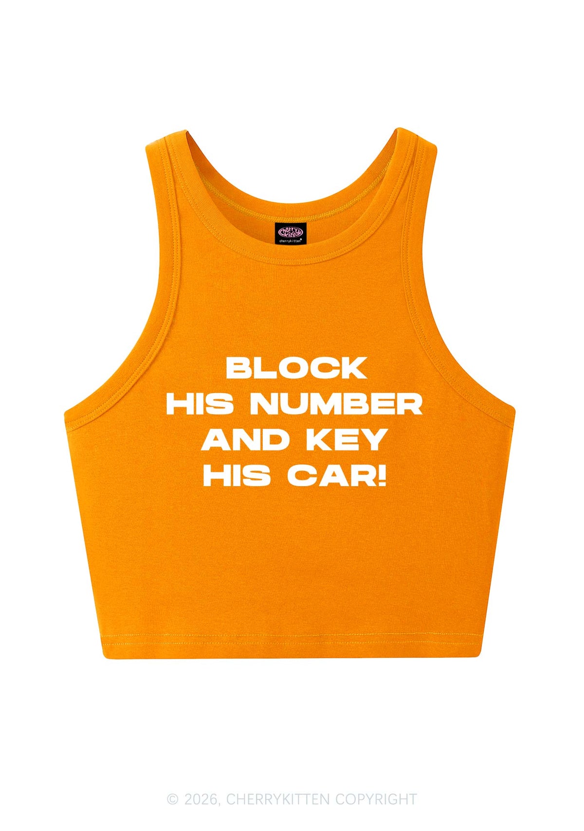 Block His Number Y2K Crop Tank Top Cherrykitten