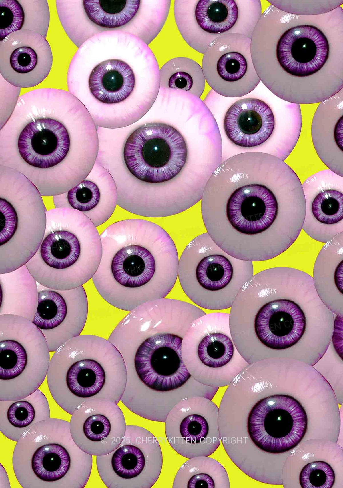 Halloween Purple Eyeballs Y2K Print Slip Dress Cherrykitten