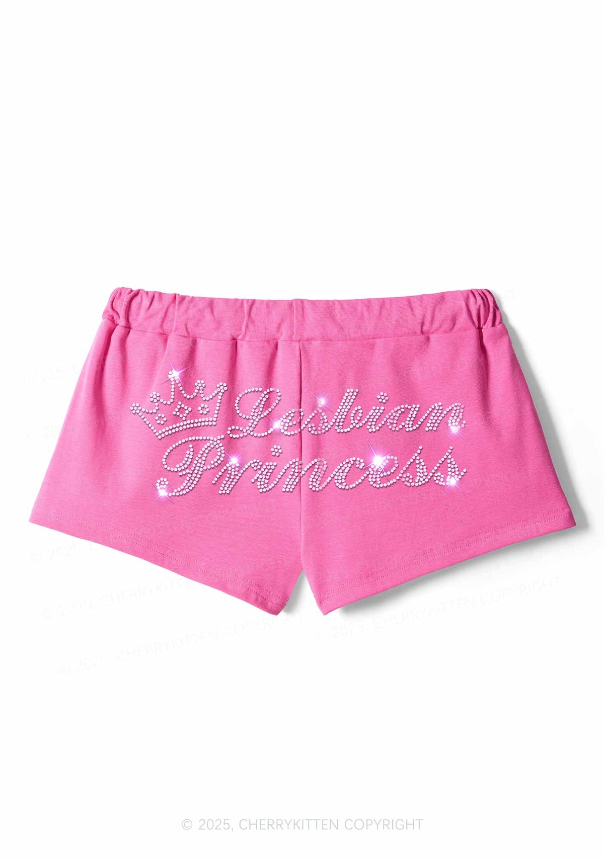 Rhinestone Lesbian Princess Pride Y2K Drawstring Mini Shorts Cherrykitten