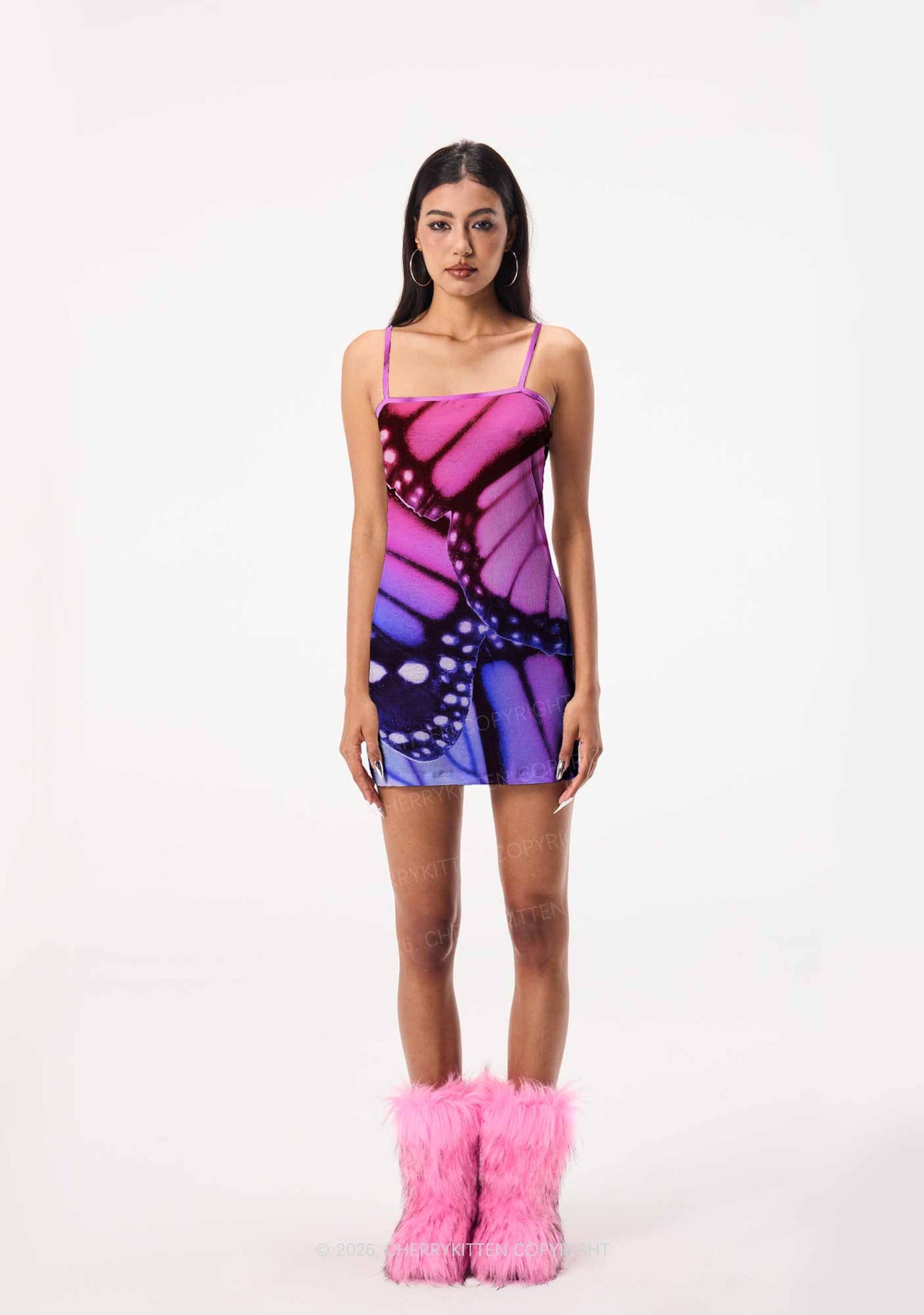 Bisexual Butterfly Wing Pride Y2K Print Slip Dress Cherrykitten