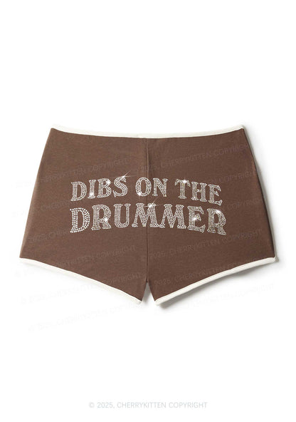 Rhinestone Dibs On The Drummer Y2K Booty Shorts Cherrykitten