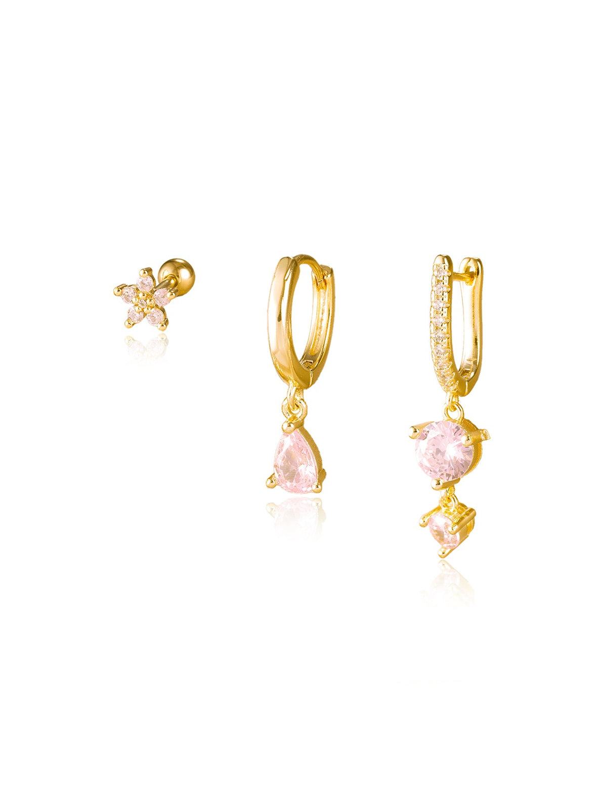 KOSINER 925 Sterling Silver Romantic Pink 3-Piece Set