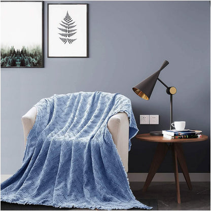 Kasentex 100% Cotton Soft Knitted Throw Blanket, Room Decor, Graduation Gifts, Fathers Day Gift, Mom Gift