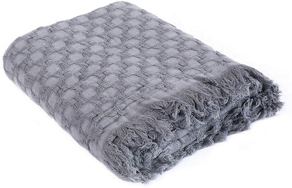 Kasentex 100% Cotton Soft Knitted Throw Blanket, Room Decor, Graduation Gifts, Fathers Day Gift, Mom Gift